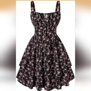 Scarlet Darkness Floral Mini Corset Dress